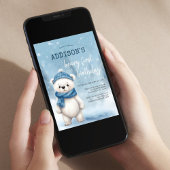 Winter Bear Blue Boy Erster Geburtstag Einladung