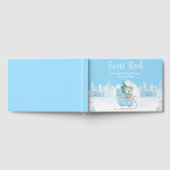Winter Bear Blue Sleigh Baby Dusche Gästebuch (Voll)
