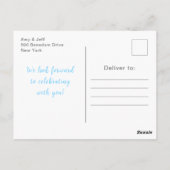 Winter Bear Blue Sleigh Baby Dusche Postkarte (Rückseite)