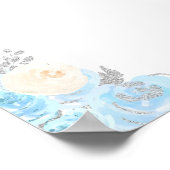 Winter Bear Blue Sleigh Baby Dusche Willkommen Poster (Ecke)