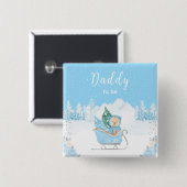 Winter Bear Blue Sleigh Daddy zu sein Button (Vorne & Hinten)