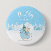 Winter Bear Blue Sleigh Daddy zu sein Button (Vorderseite)