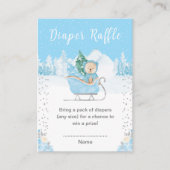 Winter Bear Blue Sleigh Diaper Raffle Begleitkarte (Vorderseite)
