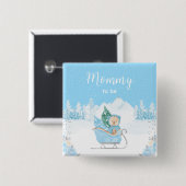 Winter Bear Blue Sleigh Mommy zu sein Button (Vorne & Hinten)