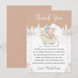 Winter Bear Brown Sleigh Baby Dusche Dankeskarte