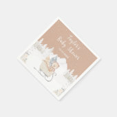 Winter Bear Brown Sleigh Baby Dusche Serviette (Ecke)