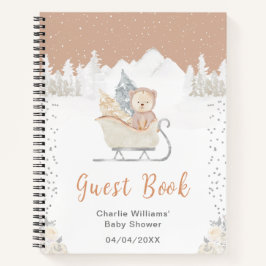 Winter Bear Brown Sleigh Baby Shooting Guest Book Notizblock