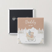 Winter Bear Brown Sleigh Daddy zu sein Button (Vorne & Hinten)