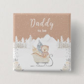 Winter Bear Brown Sleigh Daddy zu sein Button (Vorderseite)