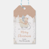 Winter Bear Brown Sleigh Frohe Weihnachten Geschenkanhänger (Vorderseite)