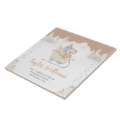 Winter Bear Brown Sleigh Geburtenstatistik Fliese (Seite)
