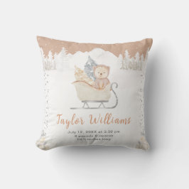 Winter Bear Brown Sleigh Geburtenstatistik Kissen