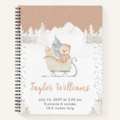 Winter Bear Brown Sleigh Geburtenstatistik Notizblock (Vorderseite)
