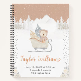 Winter Bear Brown Sleigh Geburtenstatistik Notizblock