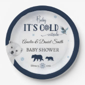 Winter Bear Family Baby Cold Outdoor Owl Pappteller (Vorderseite)