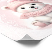 Winter Bear Pink Baby Dusche Windeln Raffle Schild (Ecke)