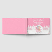 Winter Bear Pink Sleigh Baby Dusche Gästebuch (Voll)