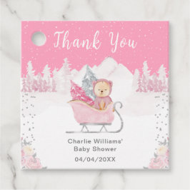 Winter Bear Pink Sleigh Baby Dusche Vielen Dank Geschenkanhänger