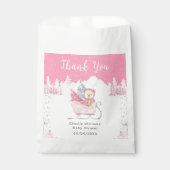 Winter Bear Pink Sleigh Baby Dusche Vielen Dank Geschenktütchen (Vorderseite)