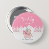 Winter Bear Pink Sleigh Daddy zu sein Button (Vorne & Hinten)
