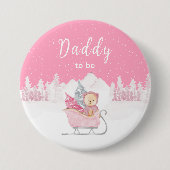 Winter Bear Pink Sleigh Daddy zu sein Button (Vorderseite)