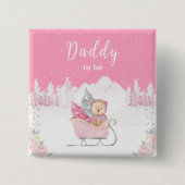 Winter Bear Pink Sleigh Daddy zu sein Button (Vorderseite)