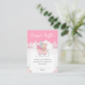 Winter Bear Pink Sleigh Diaper Raffle Begleitkarte (Stehend Vorderseite)