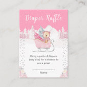 Winter Bear Pink Sleigh Diaper Raffle Begleitkarte (Vorderseite)
