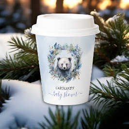 Winter Bear Watercolor Babydusche Pappbecher