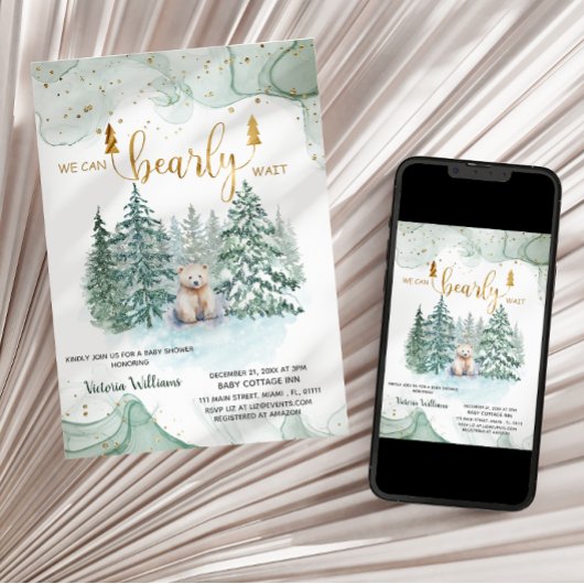 Winter Bearly Wait Baby Dusche Einladung