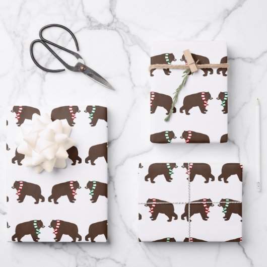 Winter Bears Wrapping Paper Sheets Geschenkpapier Set (Vorderseite)