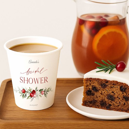 Winter-Beeren-Brautparty Pappbecher