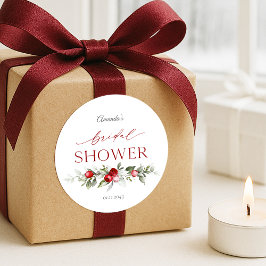 Winter-Beeren-Brautparty  Runder Aufkleber