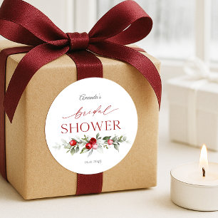 Winter-Beeren-Brautparty  Runder Aufkleber