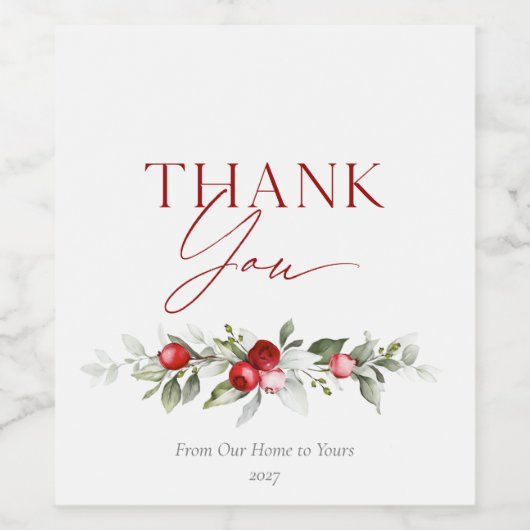 Winter-Beeren-Dankeschön Weinetikett (Einzelnes Label)