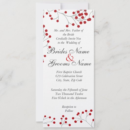 Winter-Beeren-Einladung hoch Einladung (Rückseite)