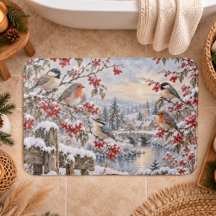 Winter-Beeren-Schneelandschaft-Vogel-Illustration