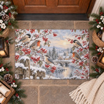 Winter-Beeren-Schneelandschaft-Vogel-Illustration