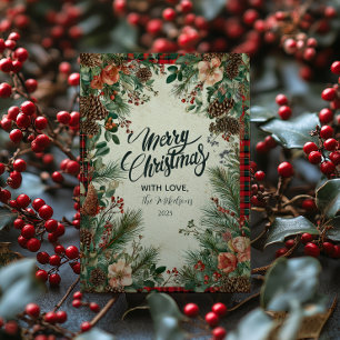 Winter-Beeren-Tannen-Weihnachten Feiertagskarte