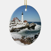Winter bei Portland Head Light Keramik Ornament (Rechts)