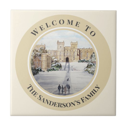 Winter bei Windsor Burg Landschaftsbild Gemälde Gl Fliese (Vorderseite)