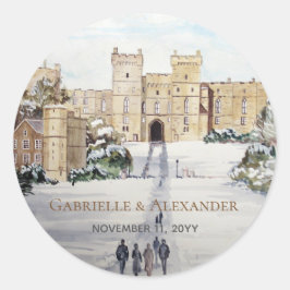 Winter bei Windsor Castle Painting Wedding Runder Aufkleber
