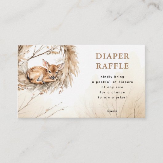 Winter Beige Baby Deer Diaper Raffle Baby Dusche Begleitkarte (Vorderseite)