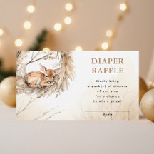 Winter Beige Baby Deer Diaper Raffle Baby Dusche
