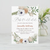 Winter Beige Bläschen neutrale Babydusche Einladung (Stehend Vorderseite)