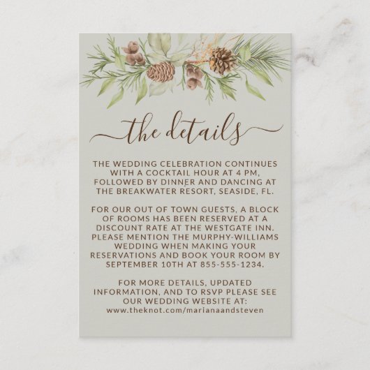 Winter Beige Details UAWG Website Hochzeit Begleitkarte (Vorderseite)