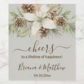 Winter-Beige-Elegant-Script-Hochzeit Weinetikett (Einzelnes Label)
