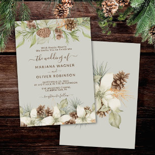 Winter Beige Elegante Script Wedding Einladung