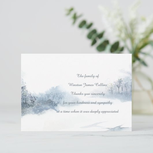 Winter-Beileid Danke-Karte Dankeskarte (Stehend Vorderseite)