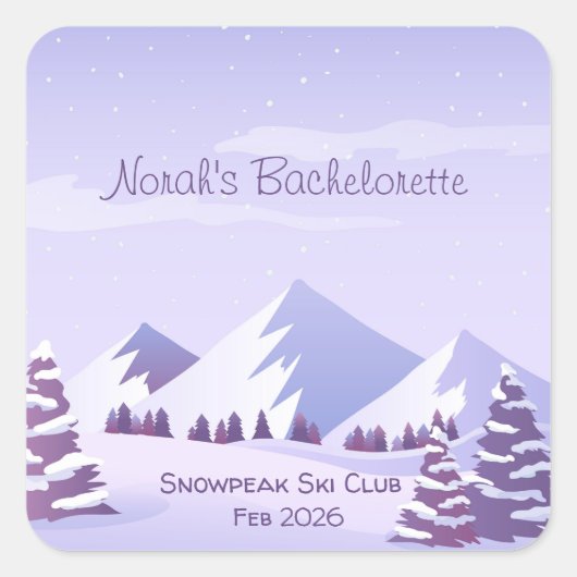 Winter Berg Junggesellinnen-Wochenende Maßgeschnei Quadratischer Aufkleber (Vorderseite)